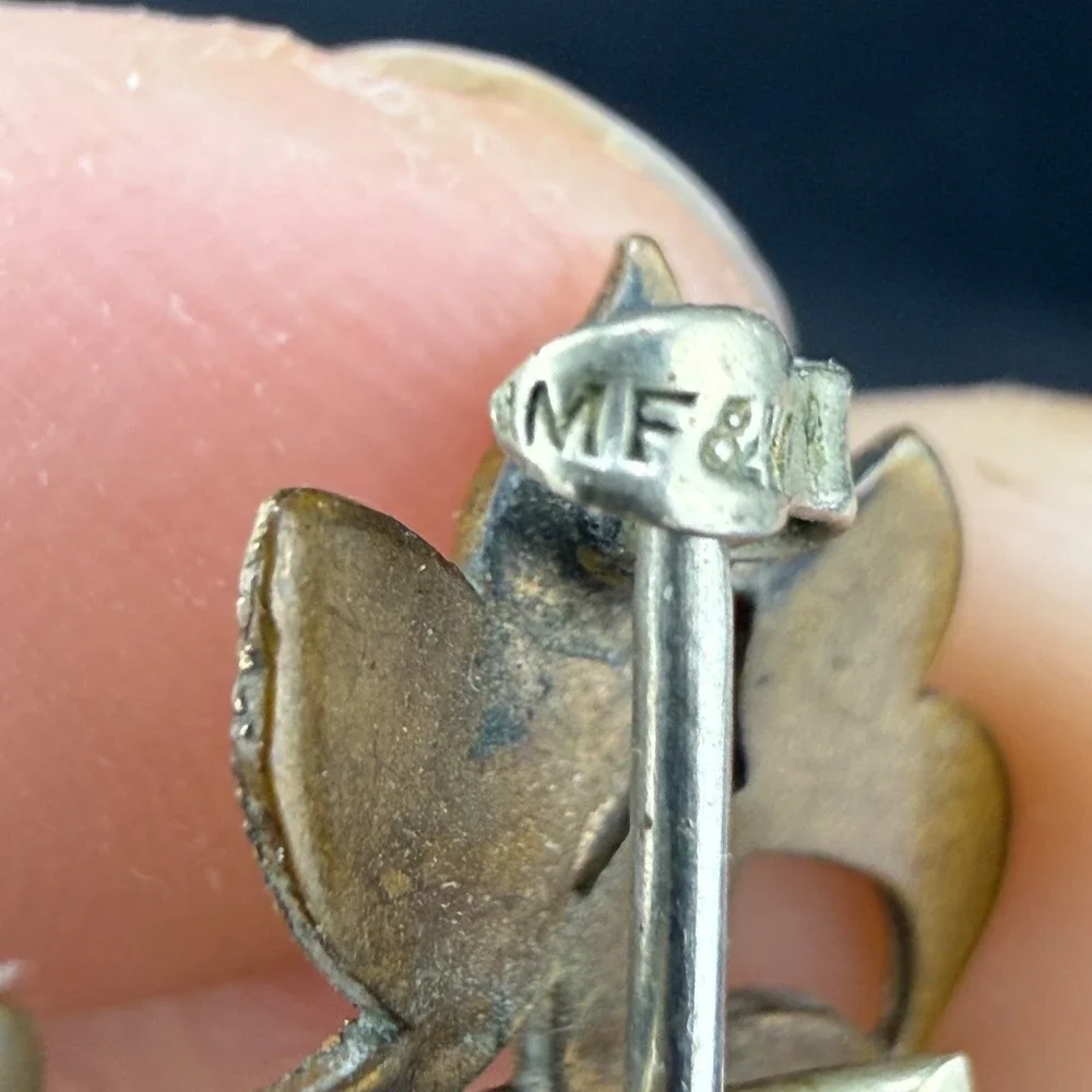Vintage Gold Filled Watch Fob Brooch Signed MF&W‎